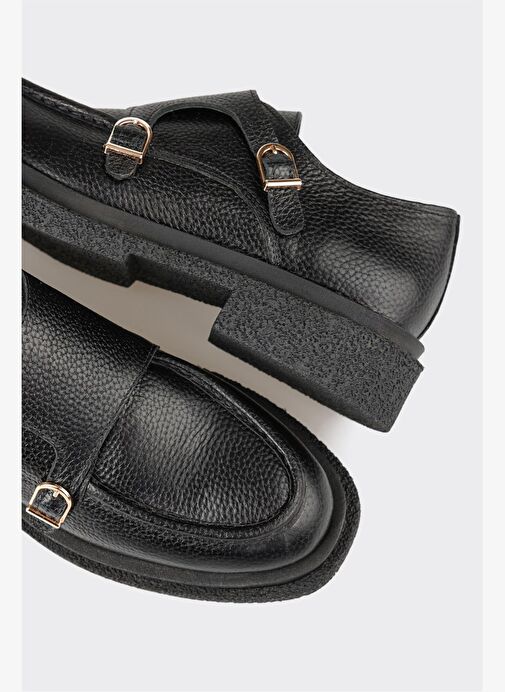 Siyah Deri Kadın Günlük Ayakkabı - Görsel 10