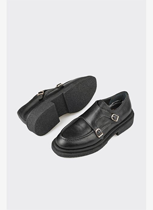 Siyah Deri Kadın Günlük Ayakkabı - Görsel 7