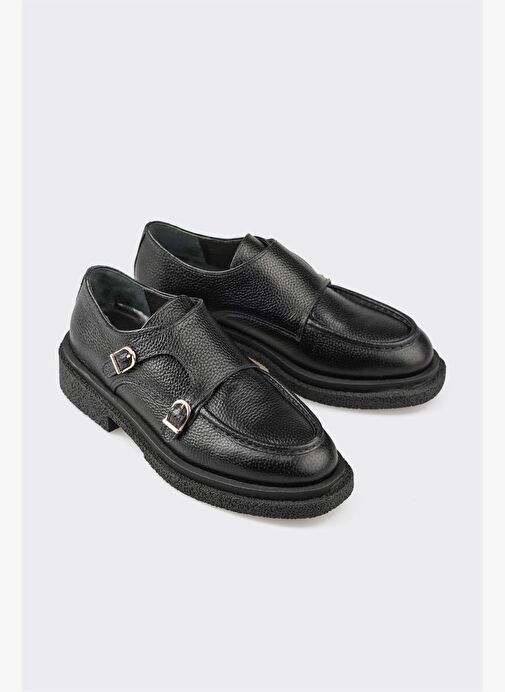 Siyah Deri Kadın Günlük Ayakkabı - Görsel 5