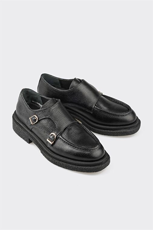 Siyah Deri Kadın Günlük Ayakkabı - Görsel 4