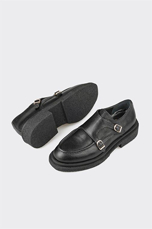 Siyah Deri Kadın Günlük Ayakkabı - Görsel 6