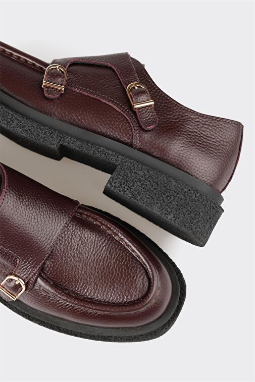 Elle Bordo Kadın Deri Günlük Ayakkabı MEWUM - Görsel 3