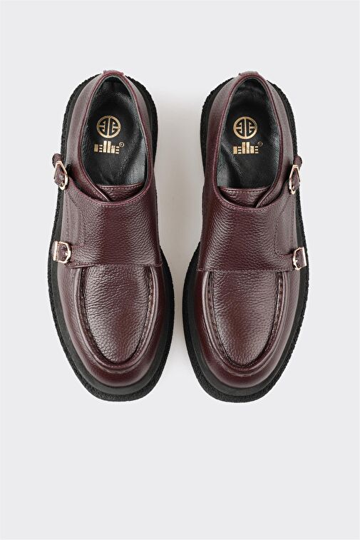 Elle Bordo Kadın Deri Günlük Ayakkabı MEWUM - Görsel 4