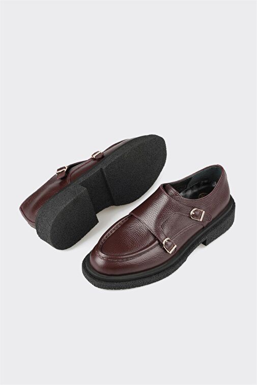 Elle Bordo Kadın Deri Günlük Ayakkabı MEWUM - Görsel 5