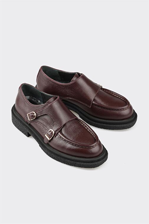 Elle Bordo Kadın Deri Günlük Ayakkabı MEWUM - Görsel 6