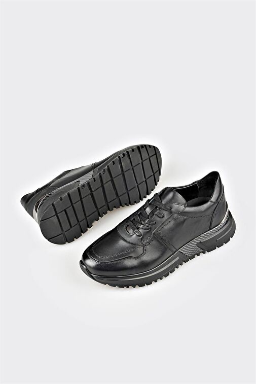 Elle Siyah Erkek Deri Sneaker JABANT - Görsel 4