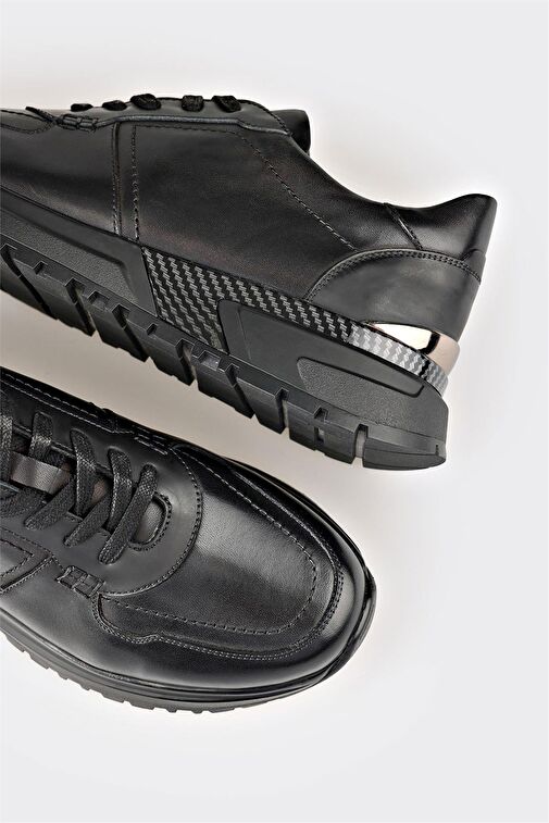 Elle Siyah Erkek Deri Sneaker JABANT - Görsel 6