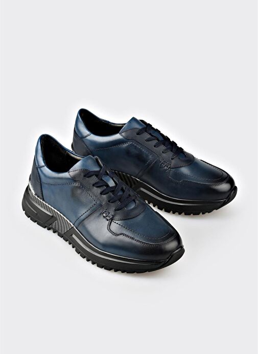 Lacivert Deri Erkek Spor Ayakkabı - Görsel 3