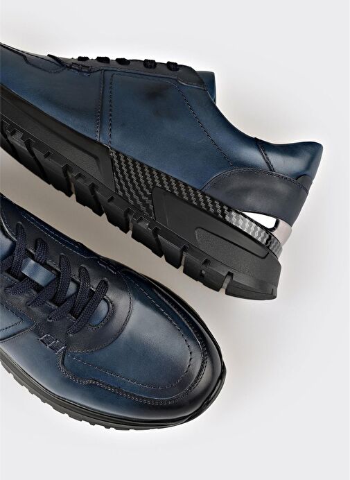 Lacivert Deri Erkek Spor Ayakkabı - Görsel 6