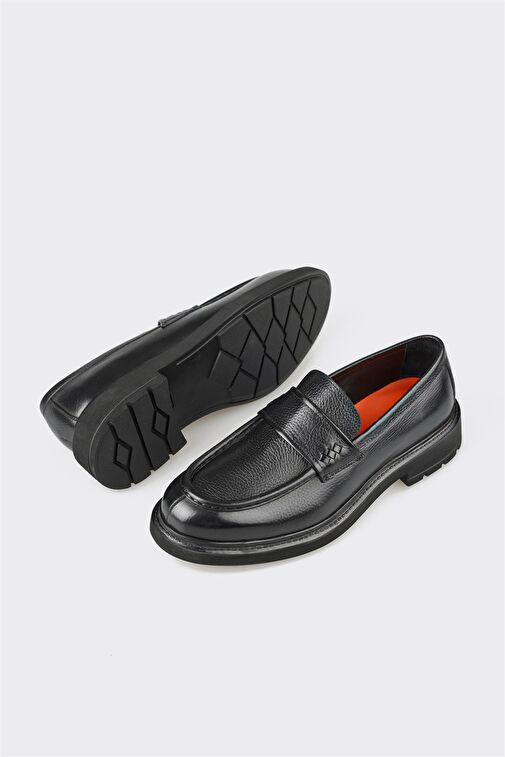 Siyah Deri Erkek Günlük Ayakkabı - Görsel 5