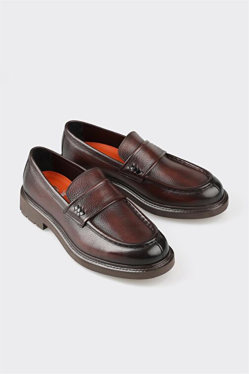 Elle Kahverengi Erkek Deri Loafer YIFAB - Görsel 3