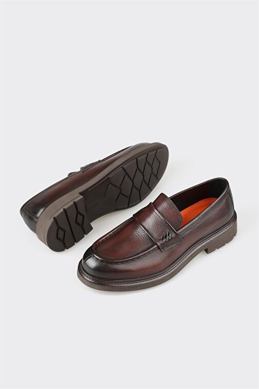 Elle Kahverengi Erkek Deri Loafer YIFAB - Görsel 5