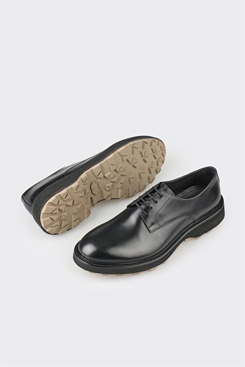 Elle Siyah Erkek Deri Günlük Ayakkabı PIZZI - Görsel 4