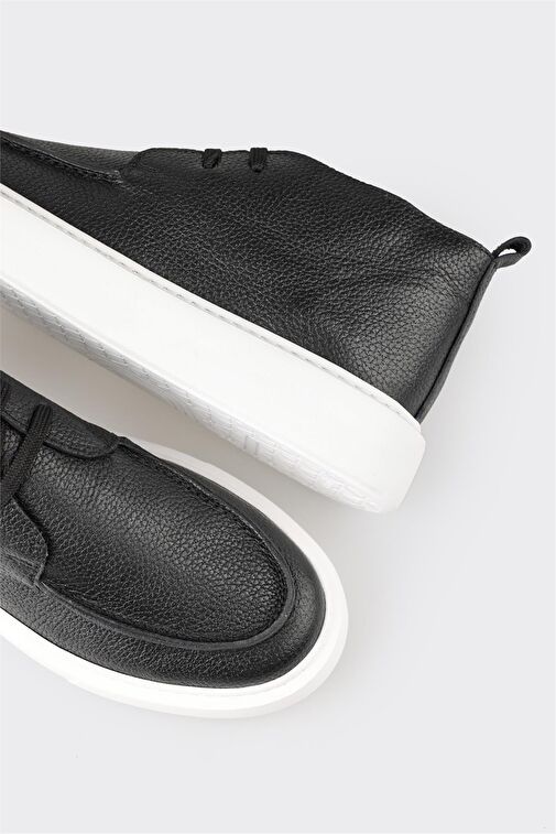 Siyah Deri Erkek Spor Bot - Görsel 4