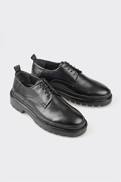 Siyah Deri Erkek Günlük Ayakkabı - Görsel 3