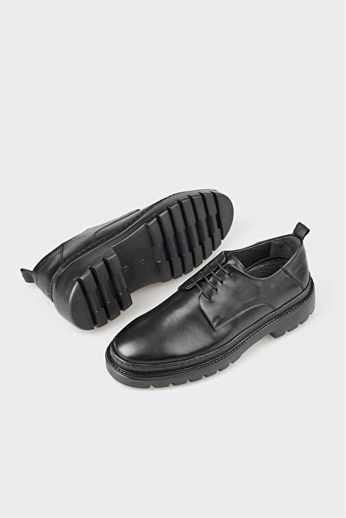 Siyah Deri Erkek Günlük Ayakkabı - Görsel 4