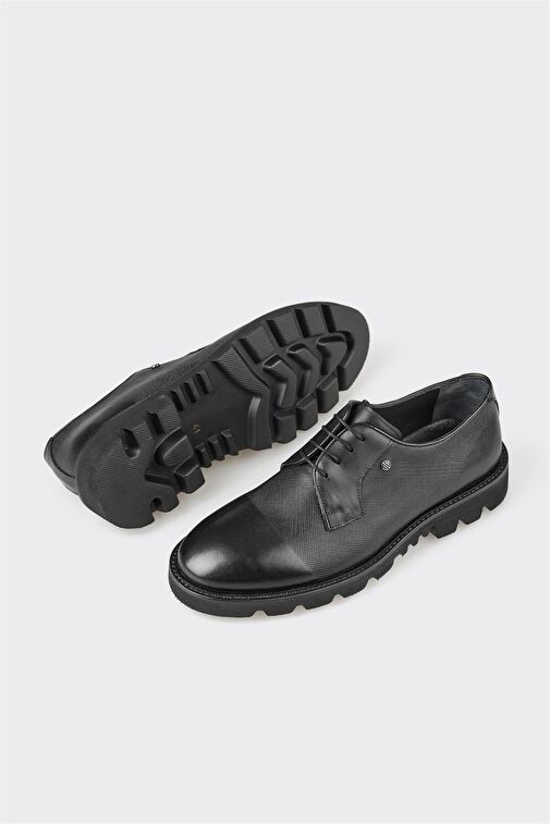 Siyah Deri Erkek Günlük Ayakkabı - Görsel 2