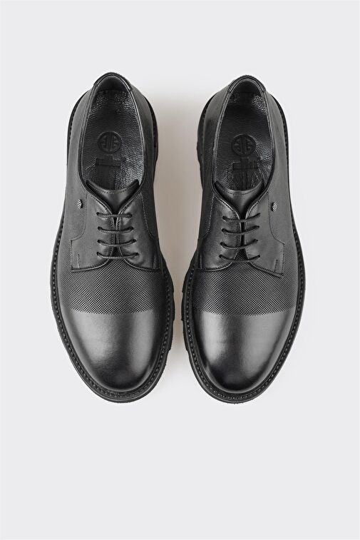 Siyah Deri Erkek Günlük Ayakkabı - Görsel 3
