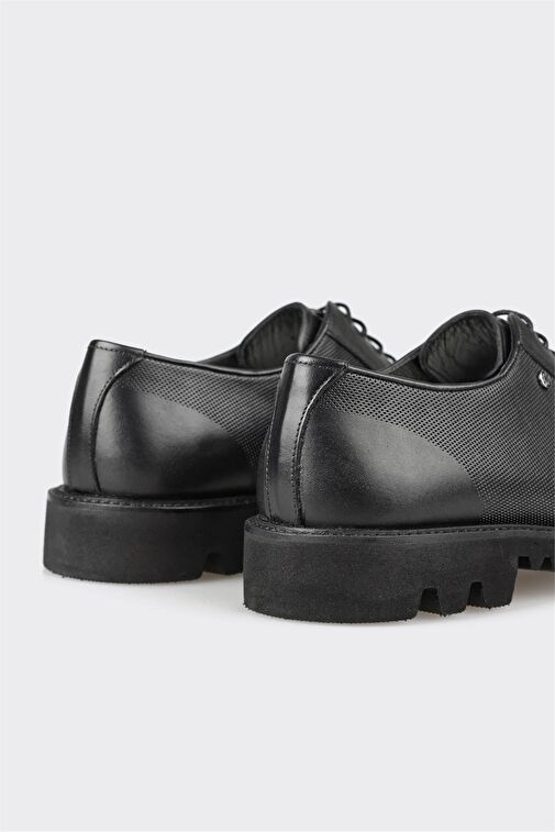 Siyah Deri Erkek Günlük Ayakkabı - Görsel 4