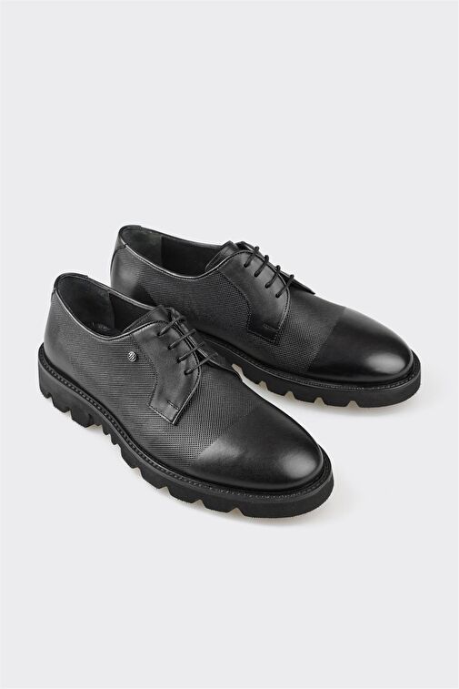 Siyah Deri Erkek Günlük Ayakkabı - Görsel 6