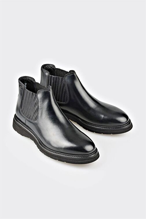 Siyah Deri Erkek Günlük Bot - Görsel 4