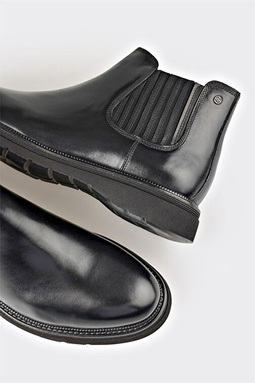 Siyah Deri Erkek Günlük Bot - Görsel 5