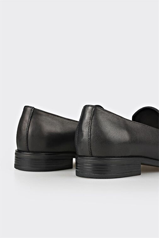 Siyah Deri Kadın Loafer - Görsel 6