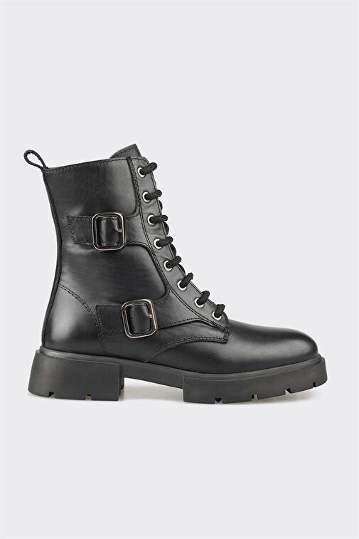Siyah Deri Kadın Günlük Bot - Görsel 2