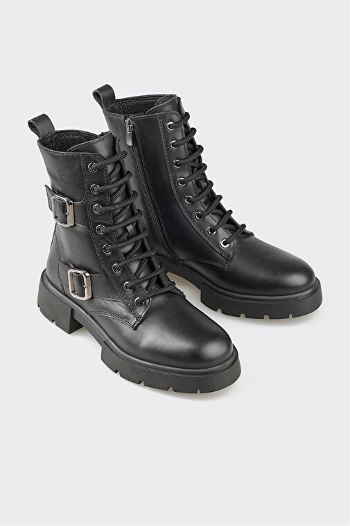 Siyah Deri Kadın Günlük Bot - Görsel 3