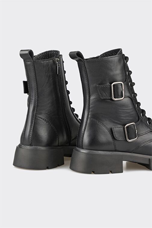 Siyah Deri Kadın Günlük Bot - Görsel 5