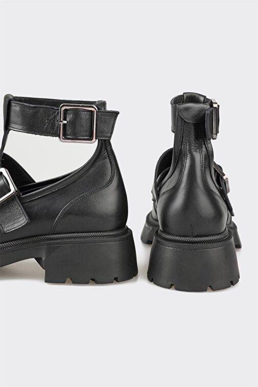 Siyah Deri Kadın Günlük Bot - Görsel 5