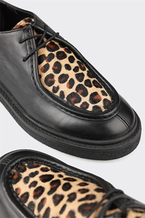 Siyah Deri Kadın Günlük Ayakkabı - Görsel 6