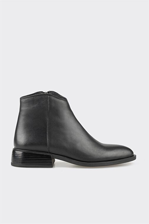 Siyah Deri Kadın Klasik Bot - Görsel 2