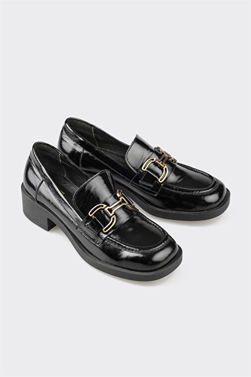 Elle Siyah Kadın Rugan Loafer KURIXAL - Görsel 3