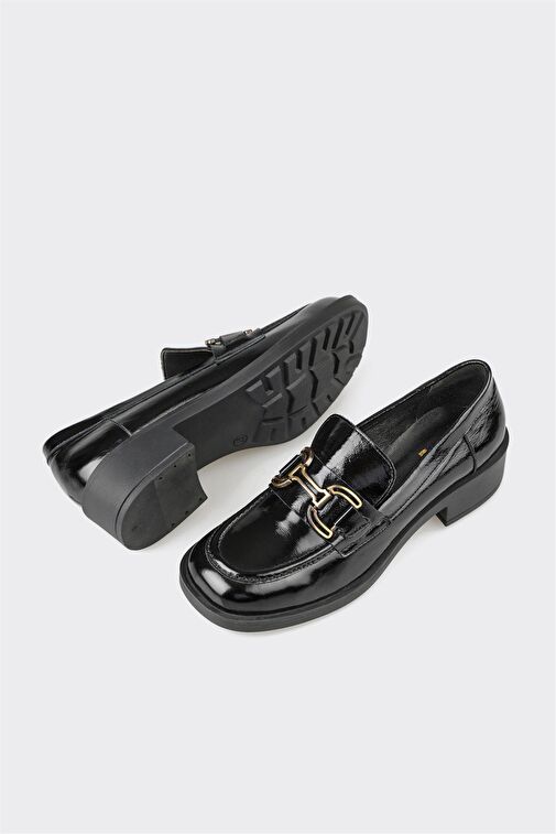 Elle Siyah Kadın Rugan Loafer KURIXAL - Görsel 4