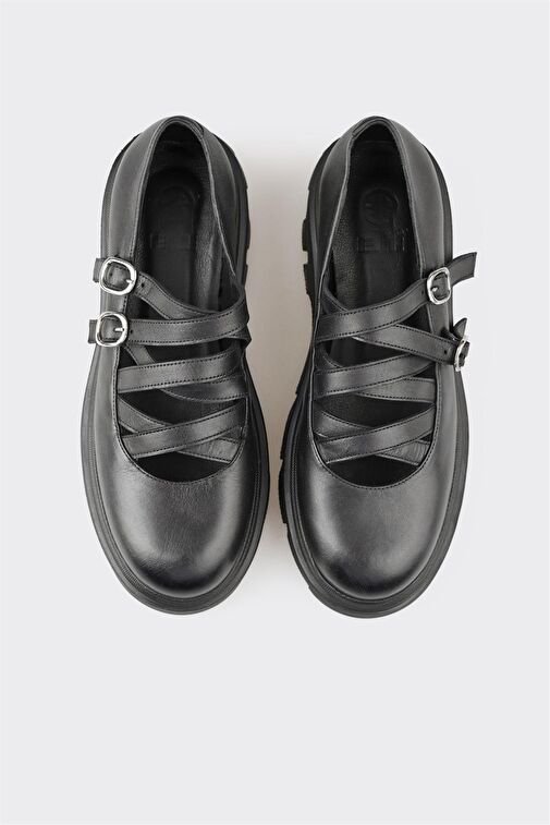 Elle Siyah Kadın Deri Günlük Ayakkabı LESAVANTE - Görsel 5