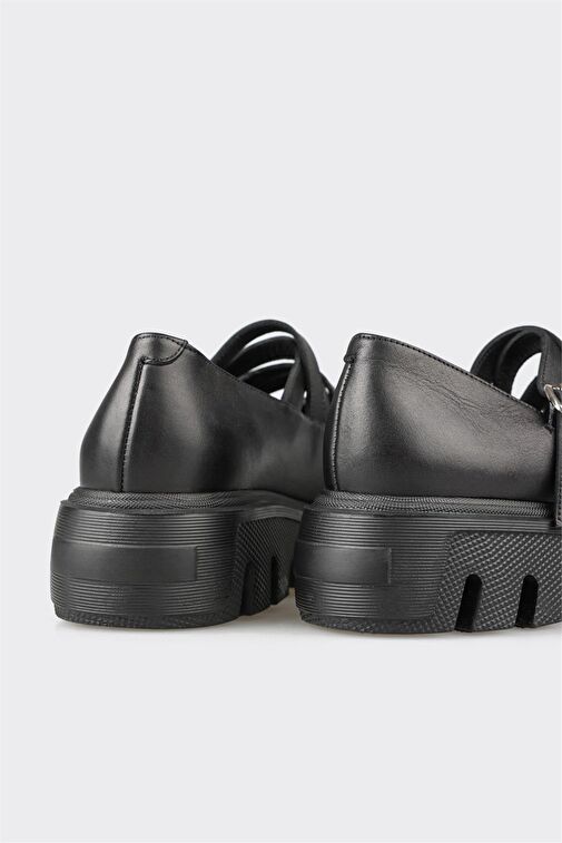 Elle Siyah Kadın Deri Günlük Ayakkabı LESAVANTE - Görsel 6