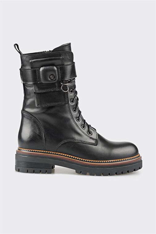 Siyah Deri Kadın Günlük Bot - Görsel 2