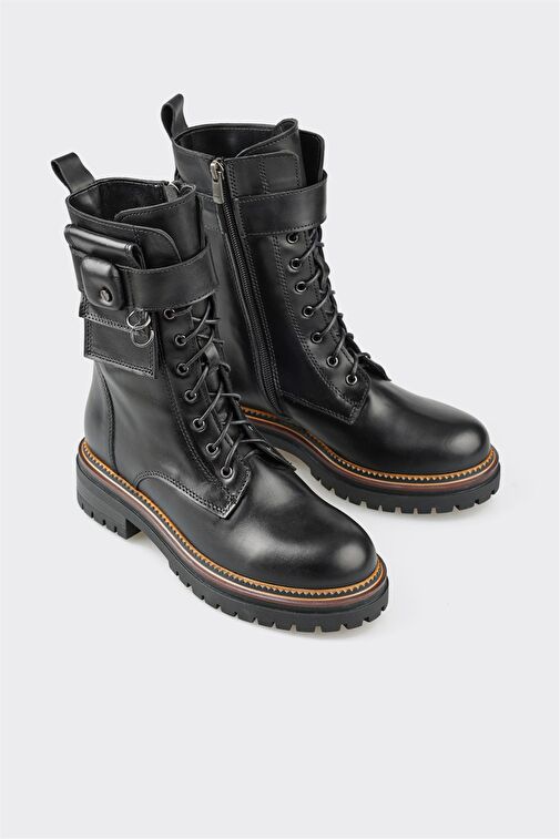 Siyah Deri Kadın Günlük Bot - Görsel 3