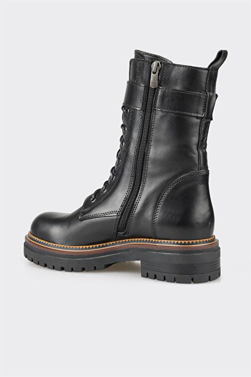 Siyah Deri Kadın Günlük Bot - Görsel 4