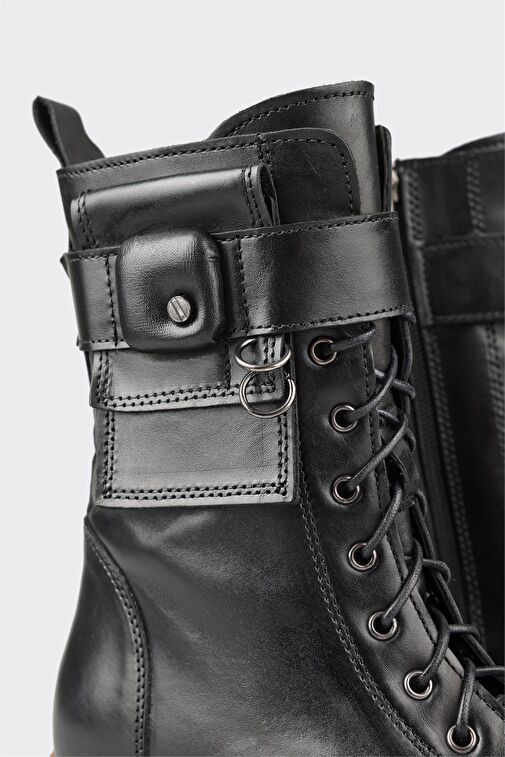 Siyah Deri Kadın Günlük Bot - Görsel 5