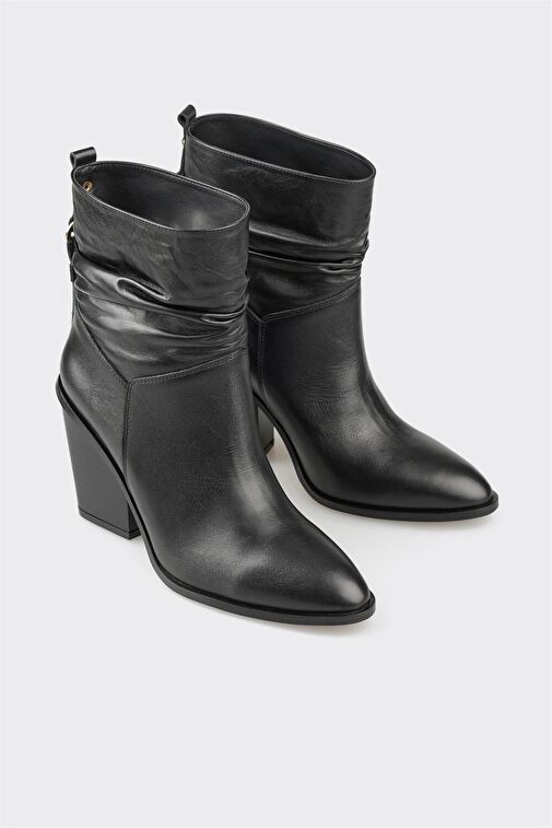 Siyah Deri Kadın Günlük Bot - Görsel 3