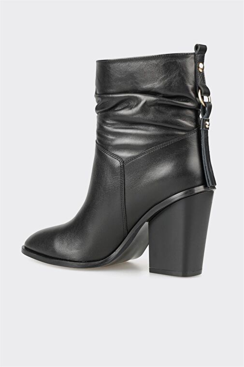 Siyah Deri Kadın Günlük Bot - Görsel 4