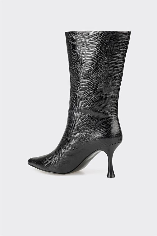 Siyah Deri Kadın Klasik Bot - Görsel 3