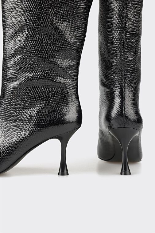 Siyah Deri Kadın Klasik Bot - Görsel 5