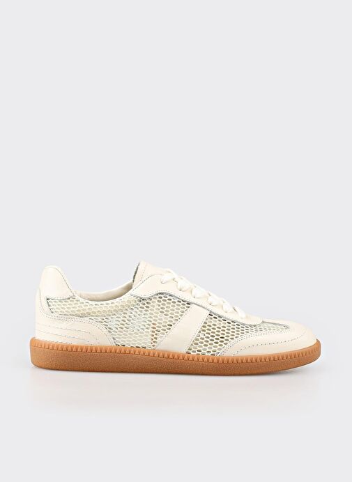 Bej Deri Kadın Spor Ayakkabı - Görsel 2