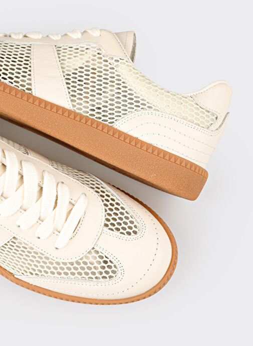 Bej Deri Kadın Spor Ayakkabı - Görsel 6