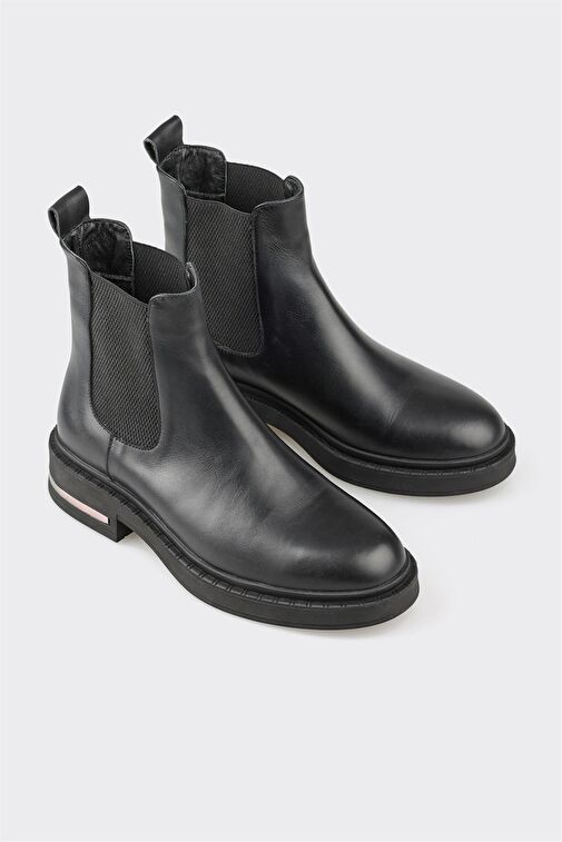 Siyah Deri Kadın Günlük Bot - Görsel 3