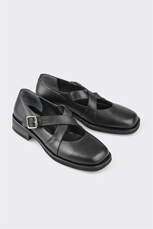 Elle Siyah Kadın Deri Günlük Ayakkabı YORENA - Görsel 2