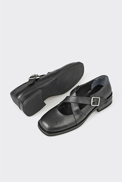 Elle Siyah Kadın Deri Günlük Ayakkabı YORENA - Görsel 5